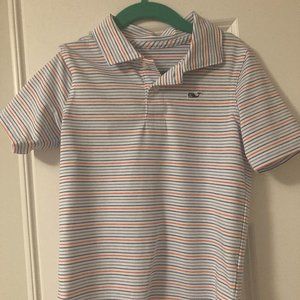 Vineyard Vines boys  4T performance polo red/blue stripe